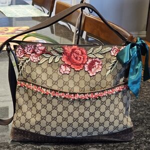 Gucci GG Signature Monogram Canvas Crossbody with Patches Added